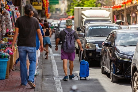 BANGKOK  THAILAND   AUGUST 19  2025  Song Wat road  a new touri