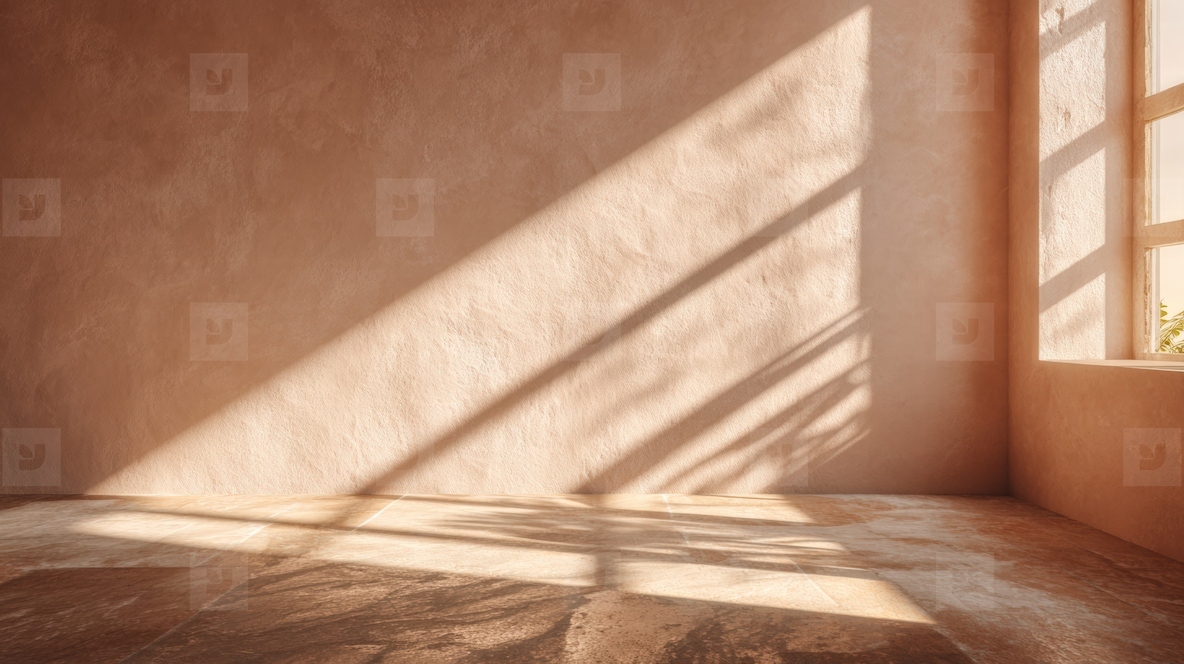 Sunlight shadow wall floor window summer minimal warm empty peaceful interior