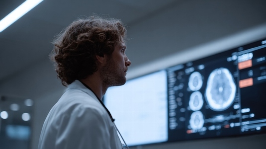 Doctor healthcare consulting patient AI powered hospital technology Doctor healthcare consulting patient AI powered hospital technology