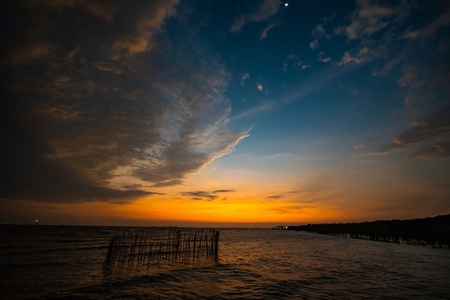 Picture of the atmosphere of the sea in the evening  the light a