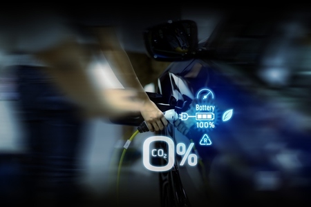 Power cable pump plug in charging power to electric vehicle EV c Power cable pump plug in charging power to electric vehicle EV c