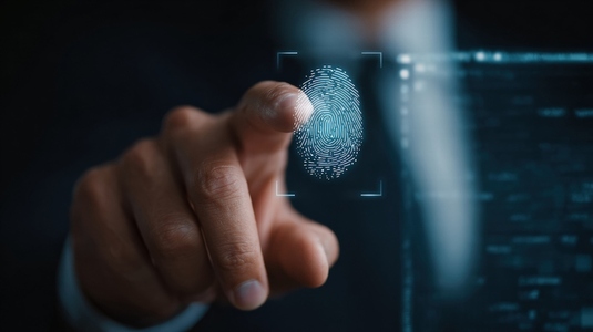 Biometric  fingerprint  authentication  security  technology Business professional using