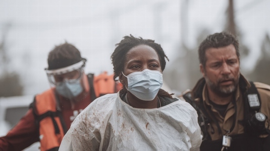 Medical worker  mask  emergency  rescue  disaster Medical worker wearing mask and protective