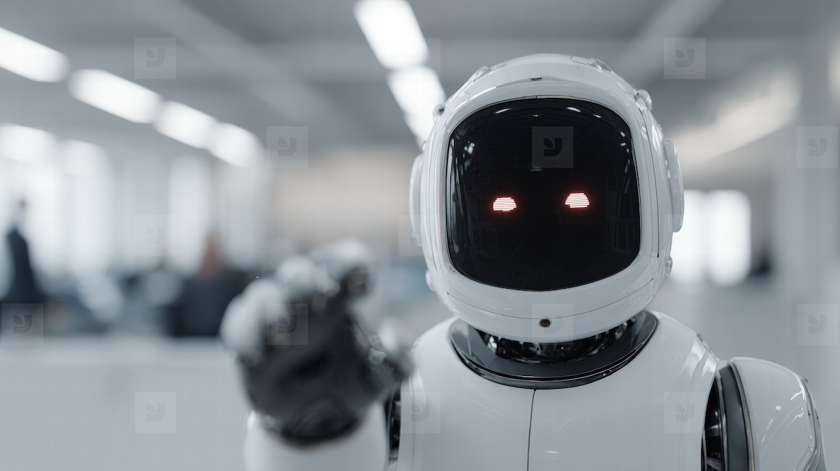 Robot futuristic artificial intelligence assistant office technology white humanoid Futuristic