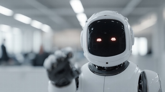 Robot futuristic artificial intelligence assistant office technology white humanoid Futuristic