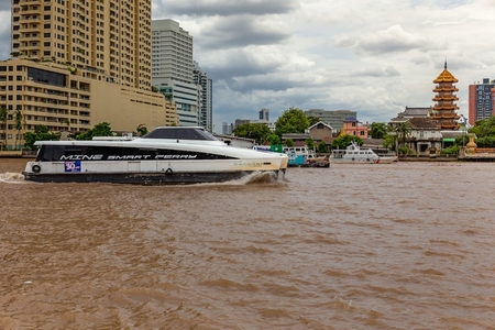 BANGKOK THAILAND AUGUST 19 2025 Electric passenger boats t BANGKOK THAILAND AUGUST 19 2025 Electric passenger boats t