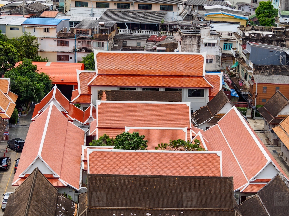 Top view from Golden mountain  Phu Khao Thong at Wat Saket one