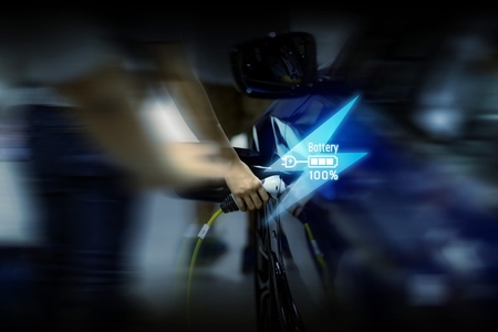 Power cable pump plug in charging power to electric vehicle EV c