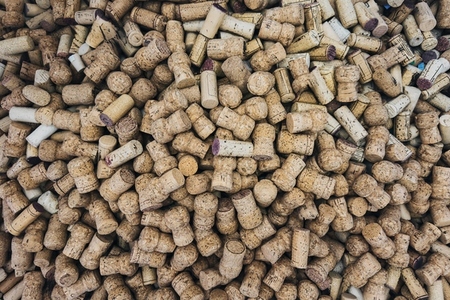 Full frame view from above pile of various wine corks Full frame view from above pile of various wine corks