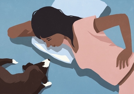 View from above young woman relaxing