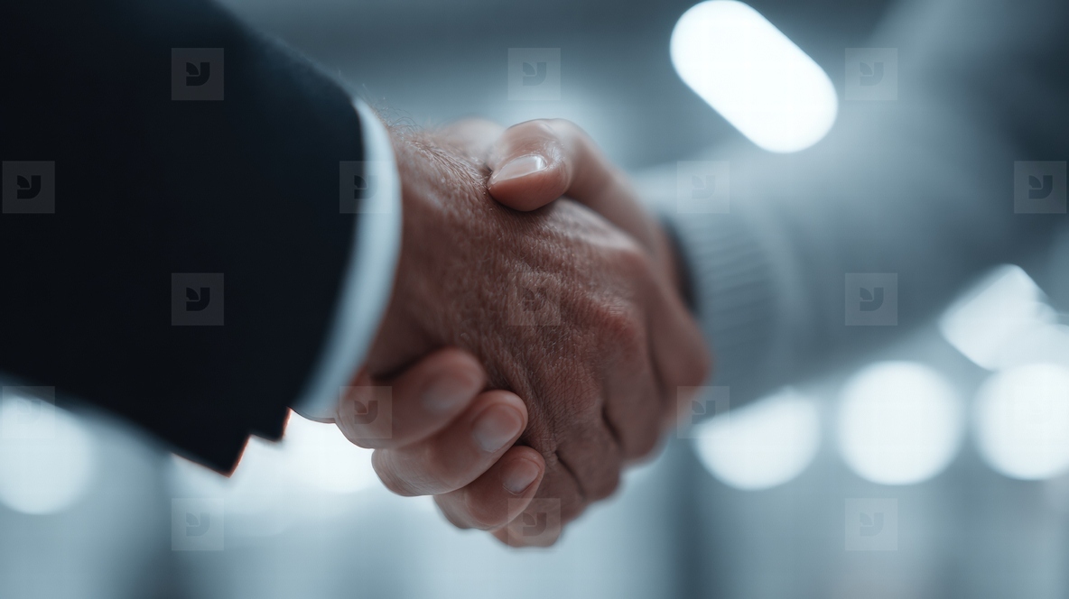 Business handshake symbolizing partnership and collaboration in professional setting  conveying trust and agreement