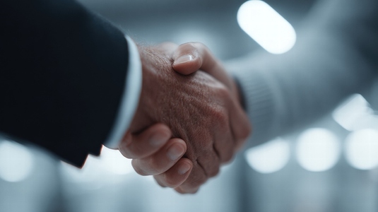 Business handshake symbolizing partnership and collaboration in professional setting  conveying trust and agreement