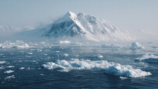 Melting glaciers create stunning views of icy mountains and floating icebergs  showcasing beauty of nature and impact
