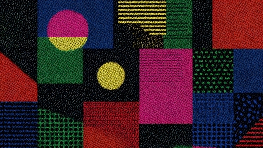 High contrast geometric patterns vivid colors create dynamic visual experience  vibrant shapes and textures evoke sense