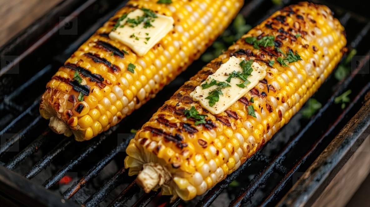 Grilled corn on cob topped with butter and herbs showcasing delicious summer treat