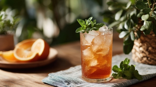 Refreshing mocktail with mint and citrus served in glass  perfect for relaxation