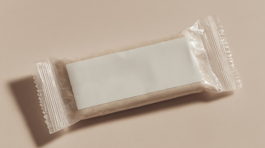 Clean label snack packaging with neutral background showcasing simplicity and modern design Clean label snack packaging with neutral background showcasing simplicity and modern design