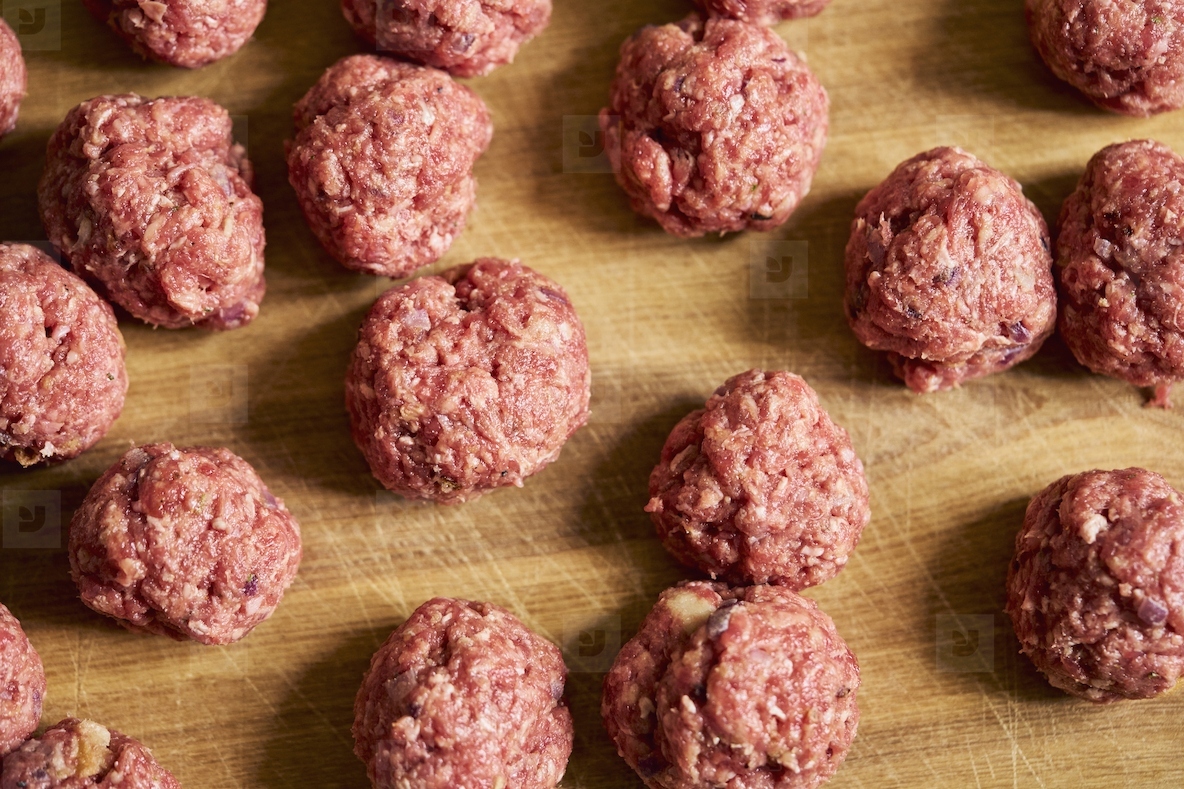 Top view still life of raw uncooked homemade Swedish