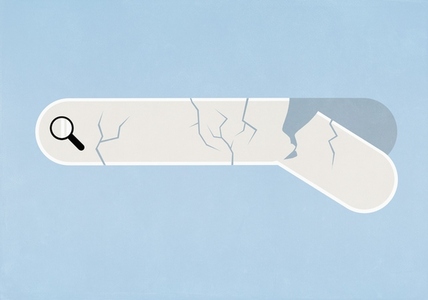 Cracked search bar breaking and falling