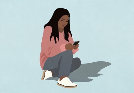 Woman sitting and using smart phone Woman sitting and using smart phone