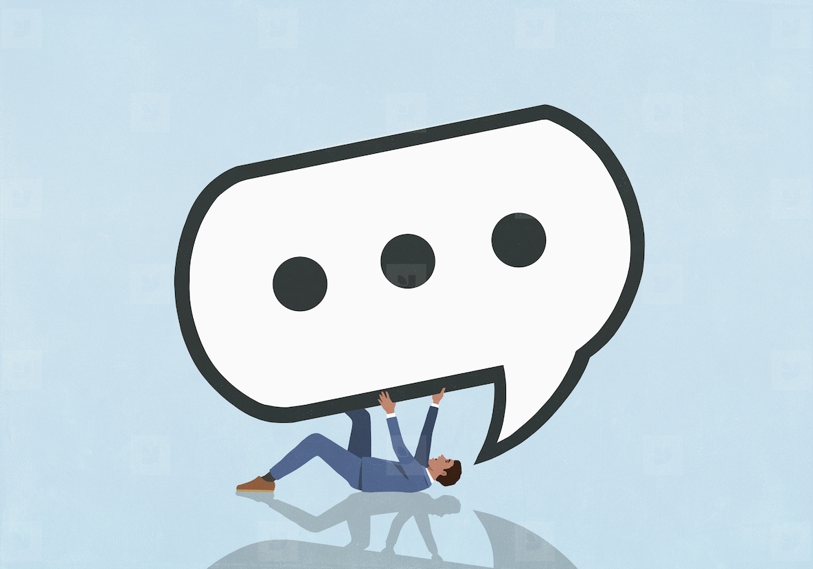 Large speech bubble with dot dot dot symbol