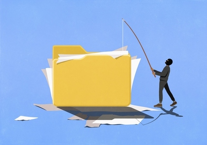 Masked burglar with fishing rod fishing for file Masked burglar with fishing rod fishing for file