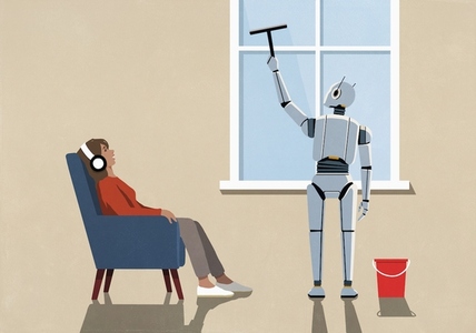 Woman relaxing listening to music with headphones Woman relaxing listening to music with headphones