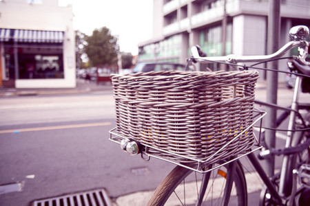 bicycle with wicker basket