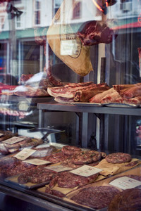 meat in butcher shop window