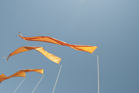 Blue Sky Orange Flags