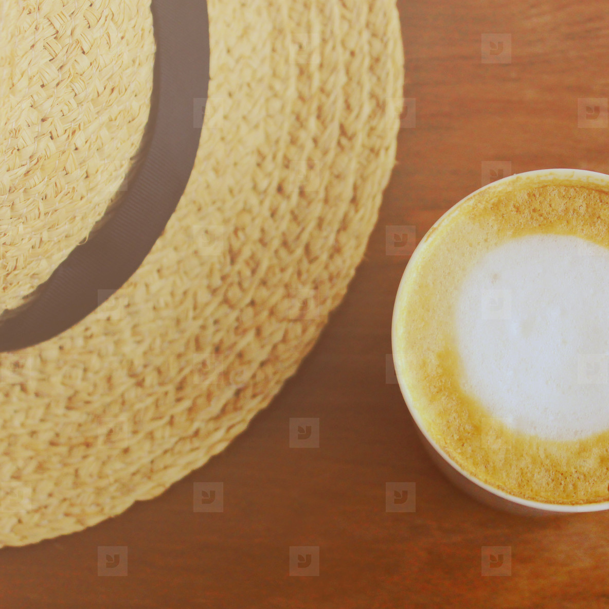 latte coffee with hat
