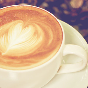 latte coffee with heart shape