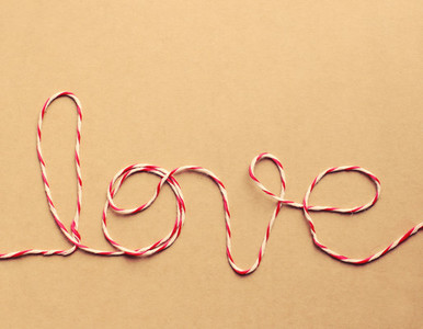 The word love written with rope