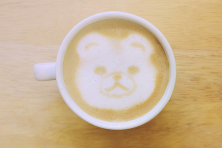 Bear latte art coffee cup
