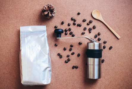 Coffee grinder and bag