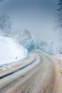 Snowy street   wintertime
