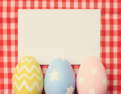 easter eggs and blank paper