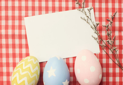 easter eggs and blank note