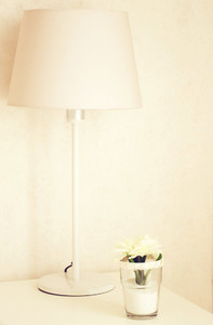 Lamp and flower on the table