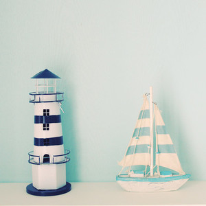 Lighthouse and ship model