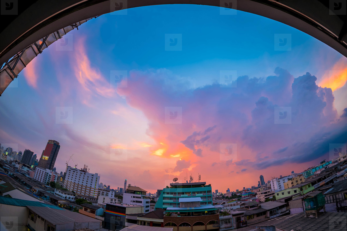 Bangkok cityscape in twilight,