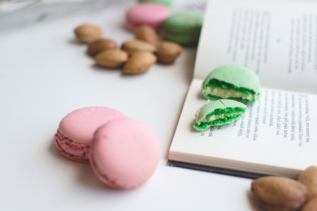 Macarons  Almonds with open book