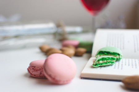 Macarons  Almonds with open book