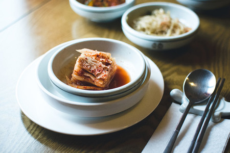 Kimchi on wooden table
