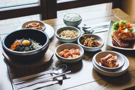 Korean Food on wooden table