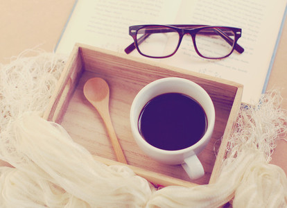 Eyeglasses and black coffee