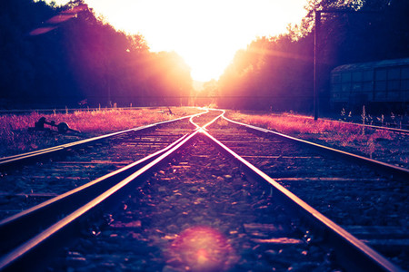 sunset on railway
