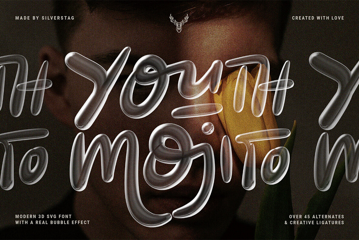 Youth Mojito - 3D Bubbly Svg Font