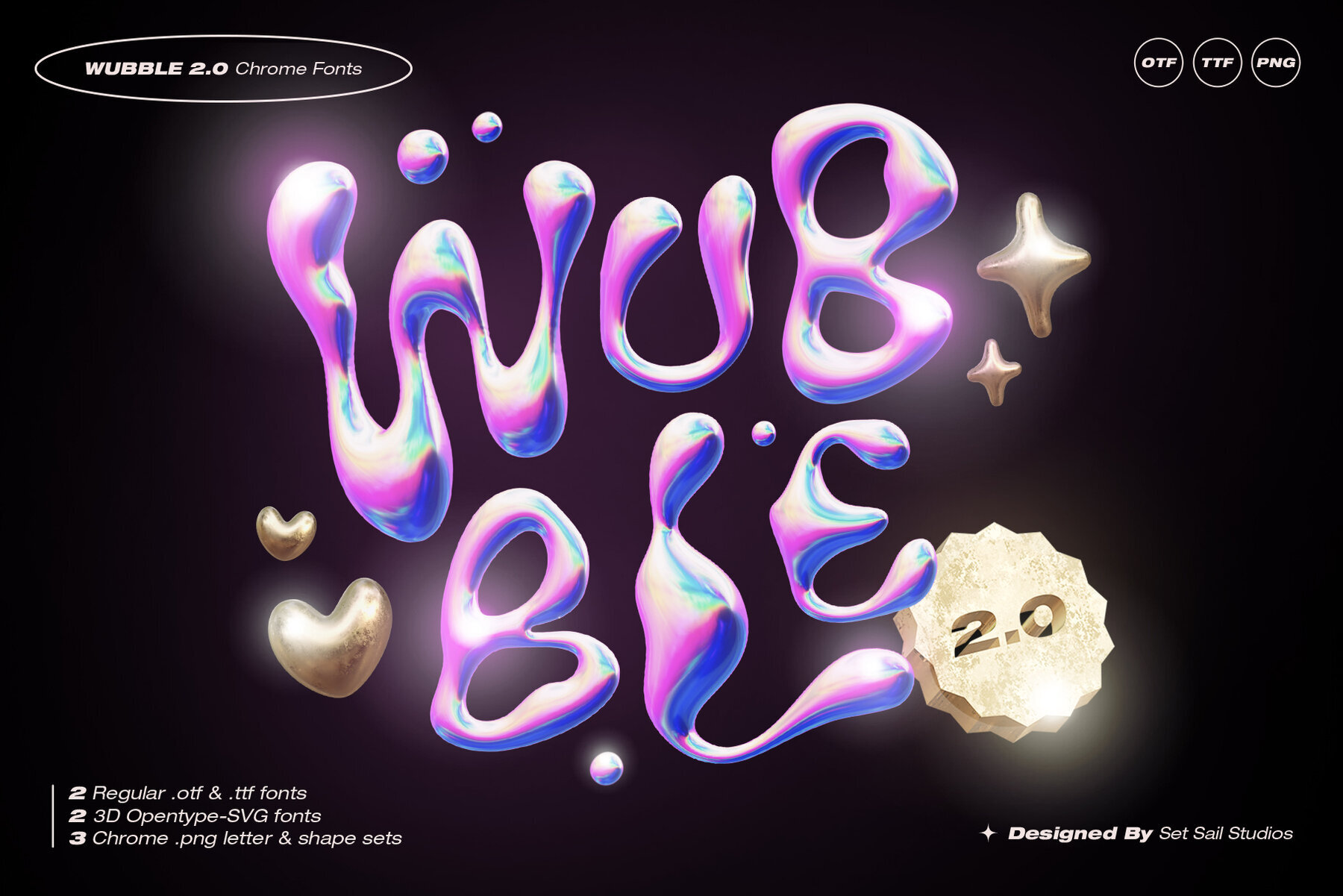 Wubble 2 0 3D Chrome Font Set 1