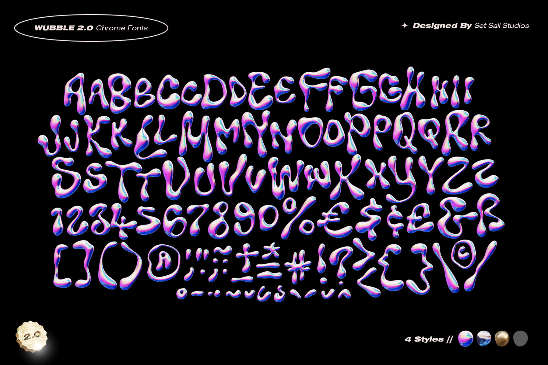 Wubble 2 0 3D Chrome Font Set 6